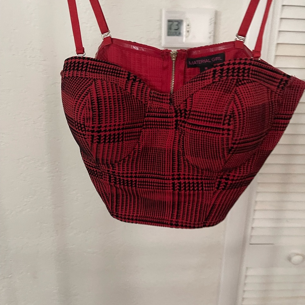 Material Girl Vibrant Red and Black Top